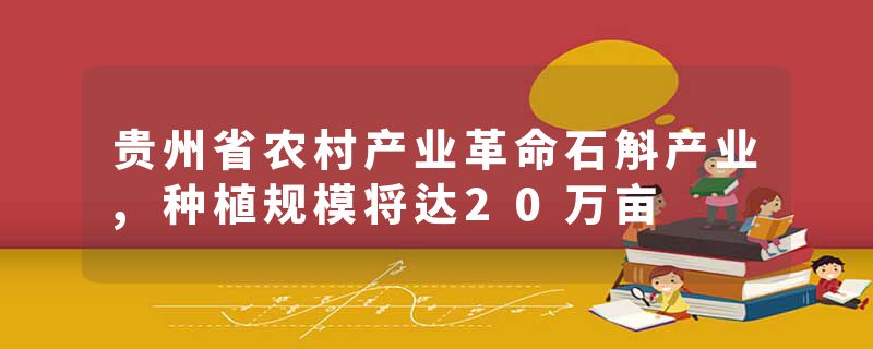 贵州省农村产业革命石斛产业,种植规模将达20万亩