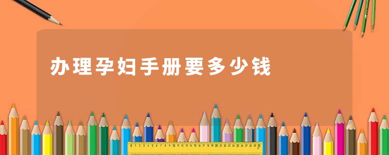 办理孕妇手册要多少钱