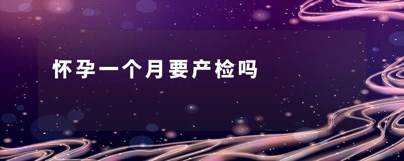 怀孕一个月要产检吗