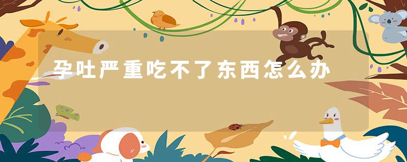 孕吐严重吃不了东西怎么办